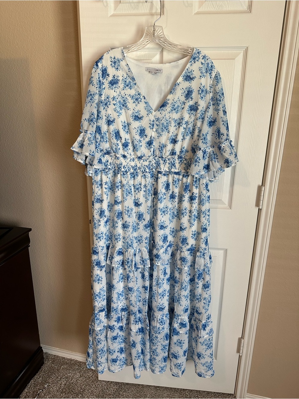 BALTIC BORN—- Blue Floral Tiered Midi Dress - Unknown Brand